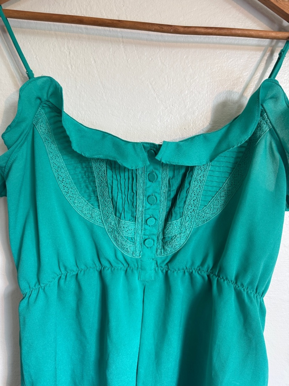 Forever 21 Teal Ruffle Trim Spaghetti Strap Camisole - Picture 2 of 8